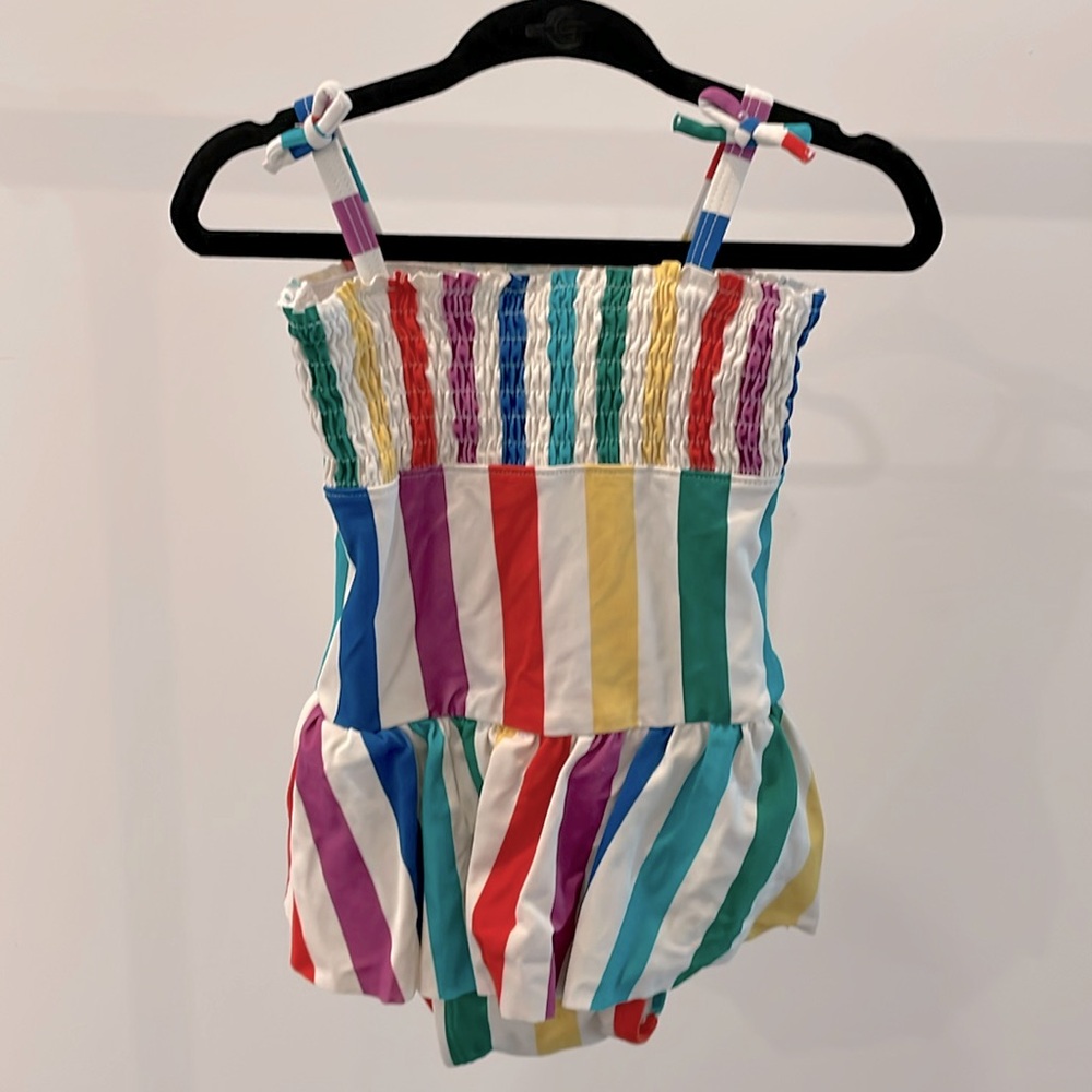 EUC Hanna Andersson Multicolored/Rainbow Vertical Stripe 1-Piece Swimsuit